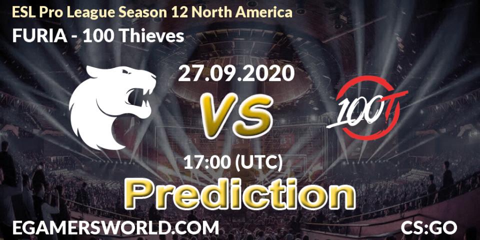FURIA contre 100 Thieves : prédiction de match. 27.09.20. CS2 (CS:GO), ESL Pro League Season 12 North America