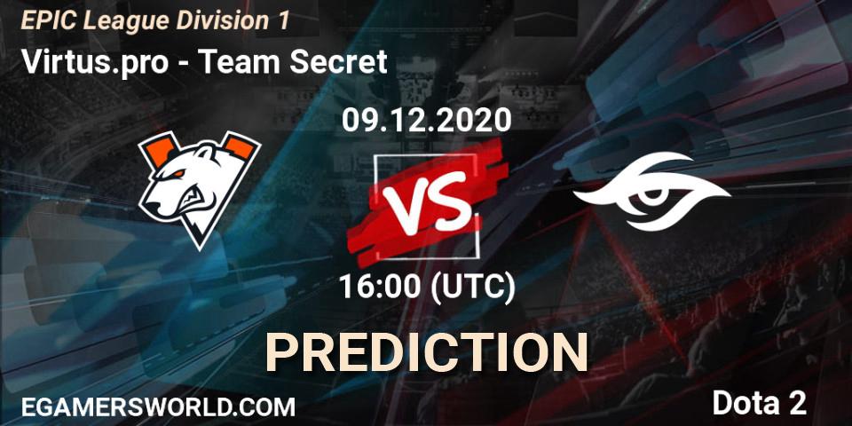 Virtus.pro contre Team Secret : prédiction de match. 09.12.2020 at 16:02. Dota 2, EPIC League Division 1
