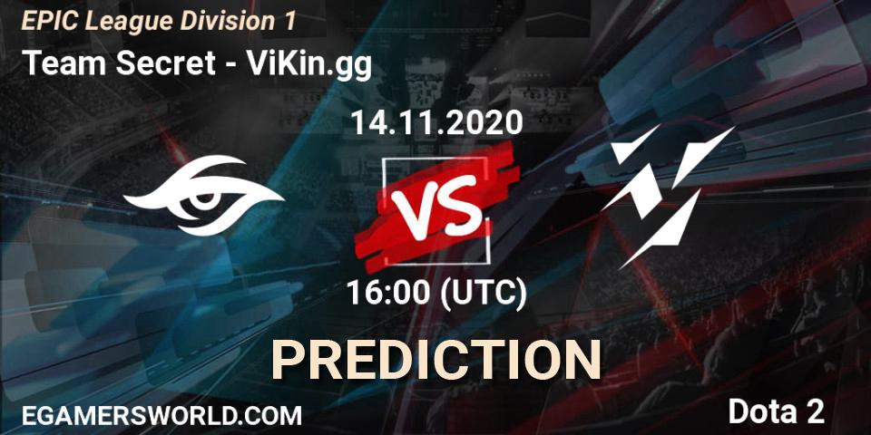 Team Secret contre ViKin.gg : prédiction de match. 14.11.2020 at 16:11. Dota 2, EPIC League Division 1