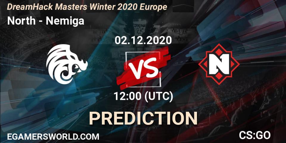 North contre Nemiga : prédiction de match. 02.12.2020 at 12:00. Counter-Strike (CS2), DreamHack Masters Winter 2020 Europe
