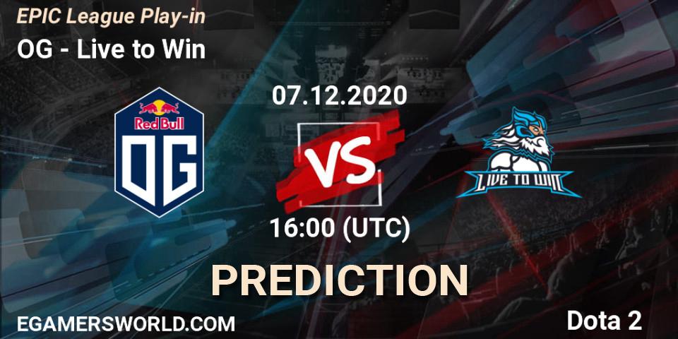 OG contre Live to Win : prédiction de match. 07.12.2020 at 16:00. Dota 2, EPIC League Play-in