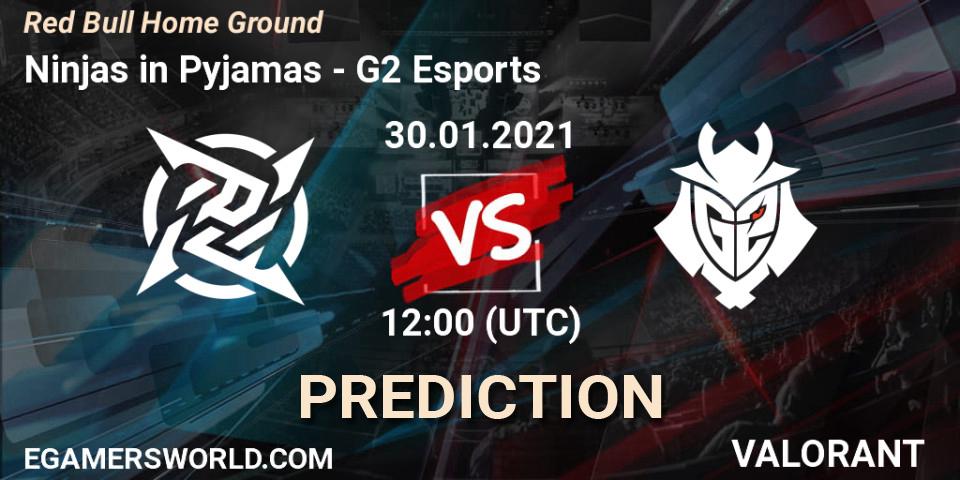 Ninjas in Pyjamas contre G2 Esports : prédiction de match. 30.01.2021 at 12:00. VALORANT, Red Bull Home Ground