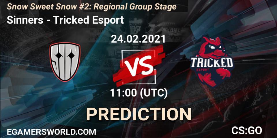 Sinners contre Tricked Esport : prédiction de match. 24.02.2021 at 11:20. Counter-Strike (CS2), Snow Sweet Snow #2: Regional Group Stage