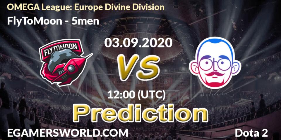 FlyToMoon contre 5men : prédiction de match. 03.09.2020 at 11:38. Dota 2, OMEGA League: Europe Divine Division