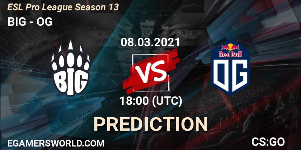 BIG contre OG : prédiction de match. 08.03.2021 at 18:00. Counter-Strike (CS2), ESL Pro League Season 13