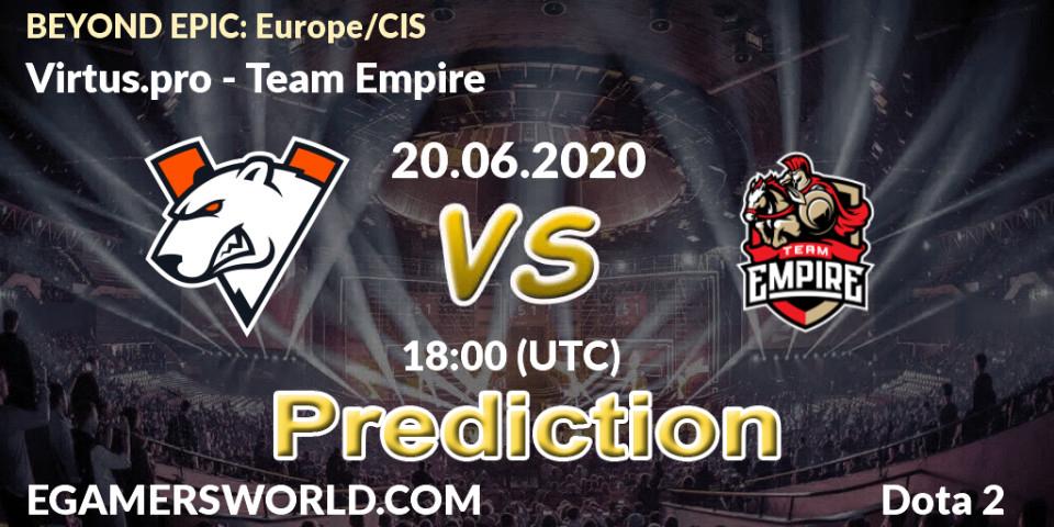 Virtus.pro contre Team Empire : prédiction de match. 23.06.2020 at 14:55. Dota 2, BEYOND EPIC: Europe/CIS