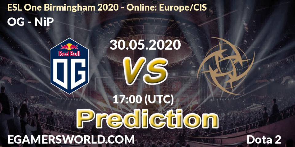 OG contre NiP : prédiction de match. 30.05.20. Dota 2, ESL One Birmingham 2020 - Online: Europe/CIS