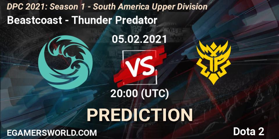 Beastcoast contre Thunder Predator : prédiction de match. 05.02.2021 at 20:00. Dota 2, DPC 2021: Season 1 - South America Upper Division