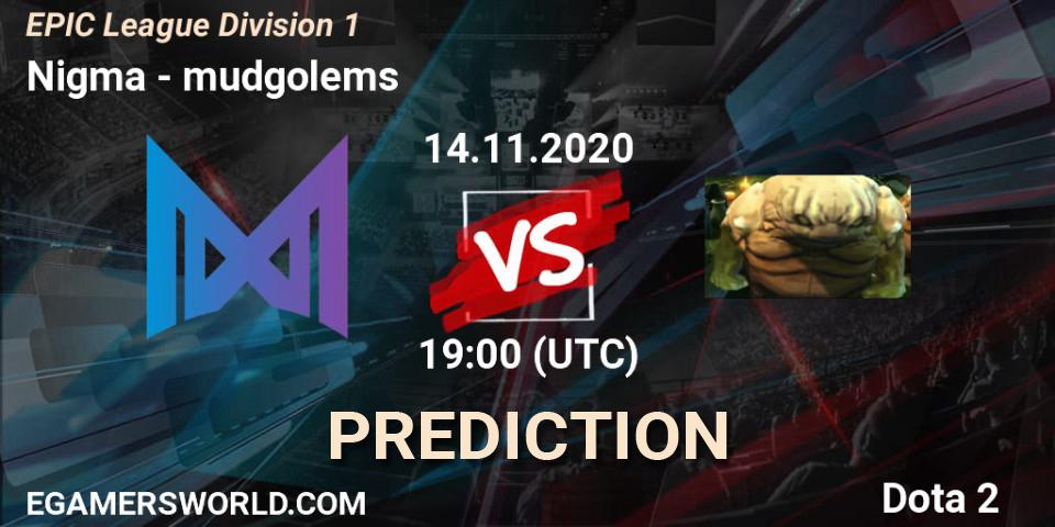 Nigma contre mudgolems : prédiction de match. 14.11.2020 at 19:00. Dota 2, EPIC League Division 1