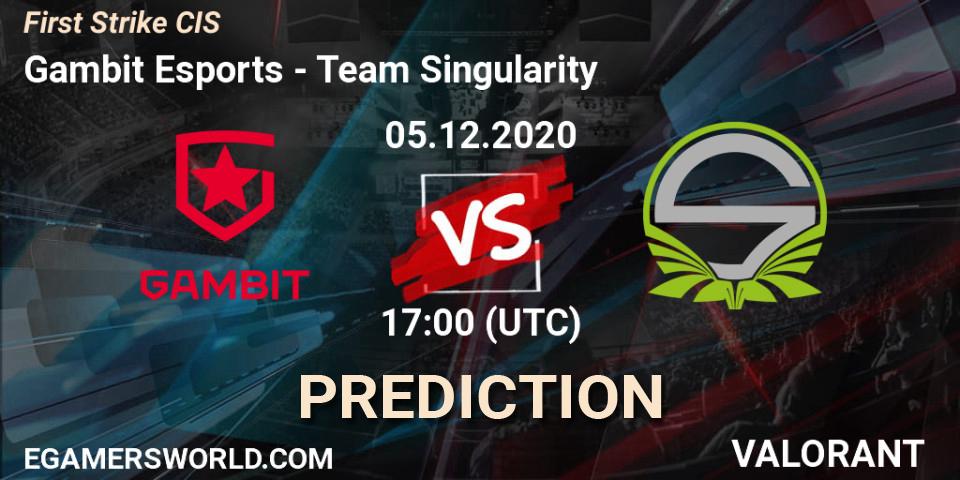 Gambit Esports contre Team Singularity : prédiction de match. 05.12.2020 at 17:00. VALORANT, First Strike CIS