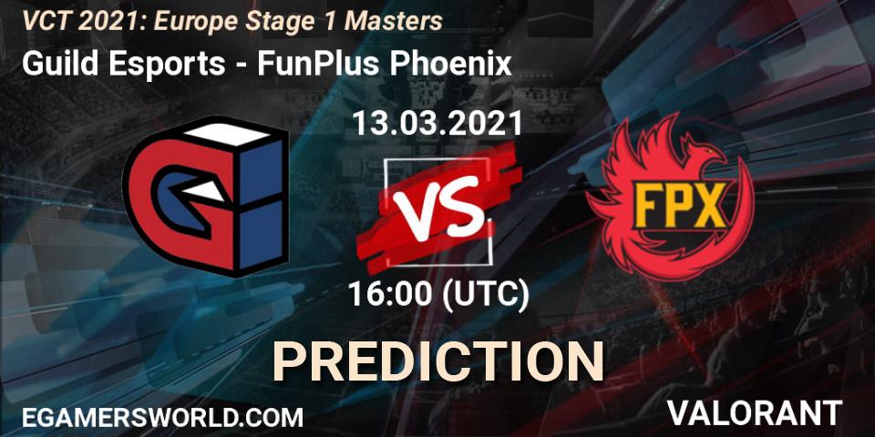 Guild Esports contre FunPlus Phoenix : prédiction de match. 13.03.2021 at 16:00. VALORANT, VCT 2021: Europe Stage 1 Masters