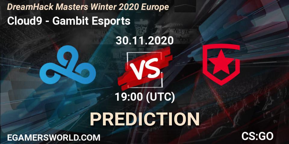 Cloud9 contre Gambit Esports : prédiction de match. 30.11.2020 at 19:00. Counter-Strike (CS2), DreamHack Masters Winter 2020 Europe