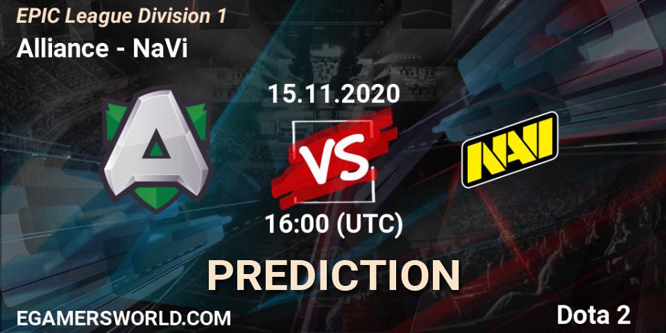 Alliance contre NaVi : prédiction de match. 15.11.2020 at 16:03. Dota 2, EPIC League Division 1