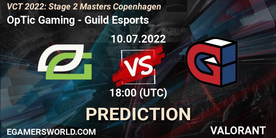 OpTic Gaming contre Guild Esports : prédiction de match. 10.07.2022 at 19:35. VALORANT, VCT 2022: Stage 2 Masters Copenhagen