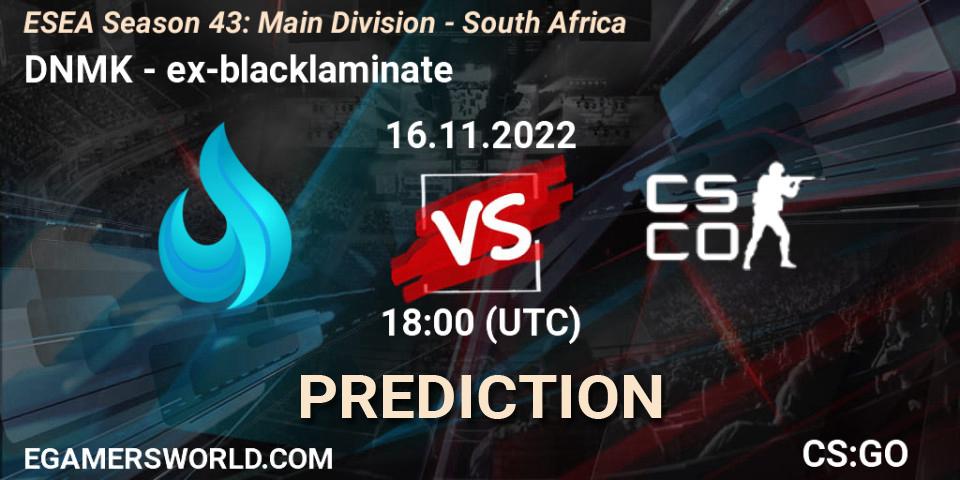 DNMK contre ex-blacklaminate : prédiction de match. 29.11.22. CS2 (CS:GO), ESEA Season 43: Main Division - South Africa
