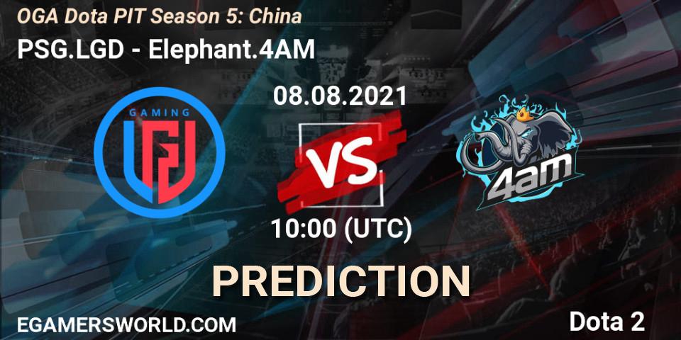 PSG.LGD contre Elephant.4AM : prédiction de match. 08.08.2021 at 09:14. Dota 2, OGA Dota PIT Season 5: China