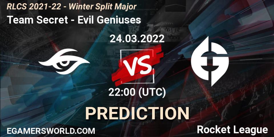 Team Secret contre Evil Geniuses : prédiction de match. 24.03.22. Rocket League, RLCS 2021-22 - Winter Split Major