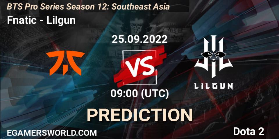 Fnatic contre Lilgun : prédiction de match. 25.09.22. Dota 2, BTS Pro Series Season 12: Southeast Asia