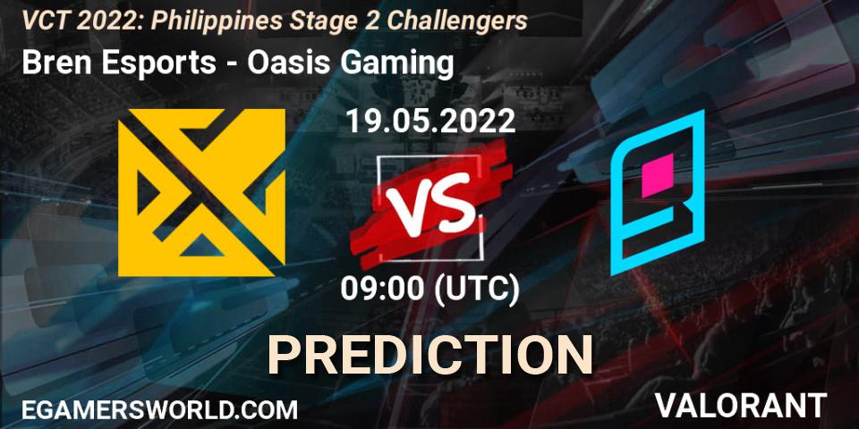 Bren Esports contre Oasis Gaming : prédiction de match. 19.05.2022 at 09:00. VALORANT, VCT 2022: Philippines Stage 2 Challengers