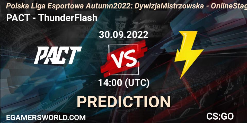 PACT contre ThunderFlash : prédiction de match. 30.09.22. CS2 (CS:GO), Polska Liga Esportowa Autumn 2022: Dywizja Mistrzowska - Online Stage