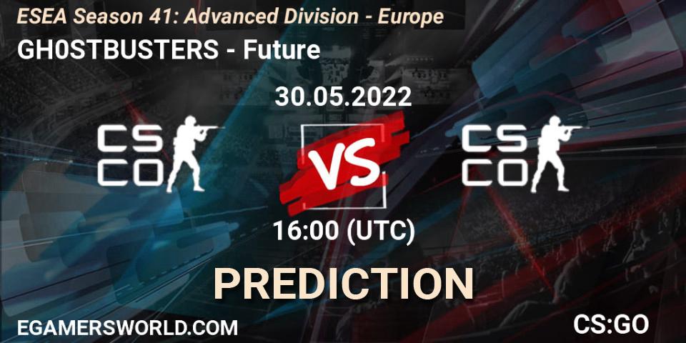 GH0STBUSTERS contre Future : prédiction de match. 30.05.2022 at 16:00. Counter-Strike (CS2), ESEA Season 41: Advanced Division - Europe