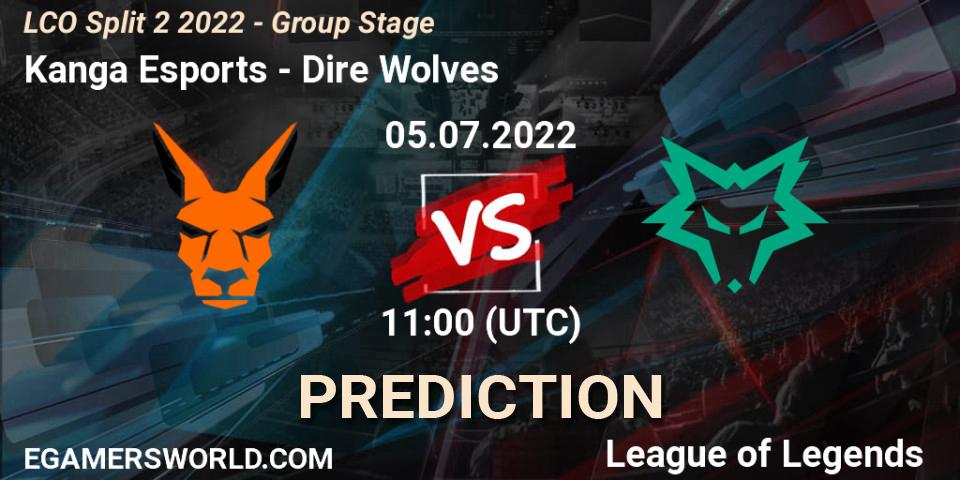 Kanga Esports contre Dire Wolves : prédiction de match. 05.07.2022 at 11:00. LoL, LCO Split 2 2022 - Group Stage