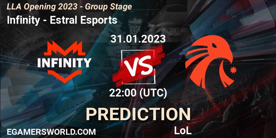 Infinity contre Estral Esports : prédiction de match. 31.01.23. LoL, LLA Opening 2023 - Group Stage