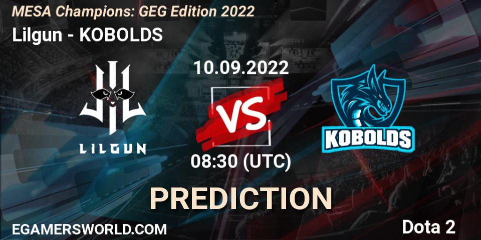Lilgun contre KOBOLDS : prédiction de match. 10.09.2022 at 08:42. Dota 2, MESA Champions: GEG Edition 2022
