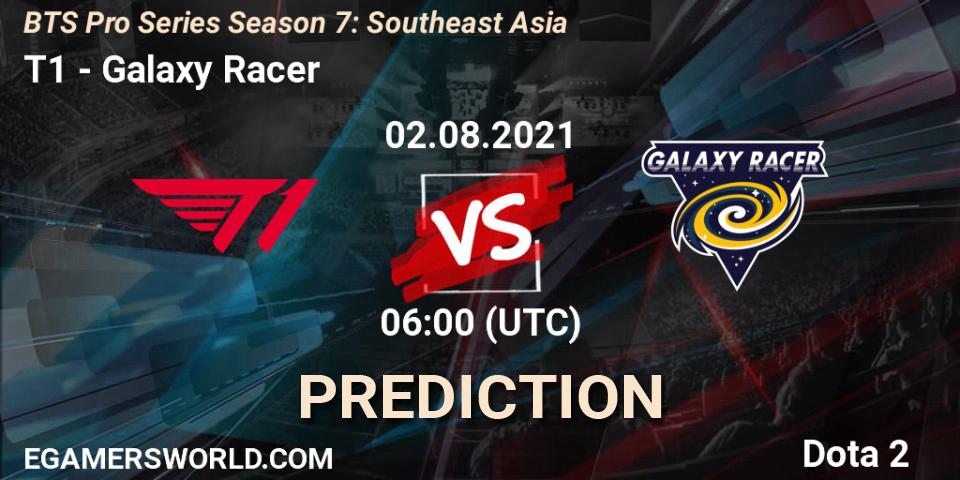 T1 contre Galaxy Racer : prédiction de match. 02.08.2021 at 06:00. Dota 2, BTS Pro Series Season 7: Southeast Asia