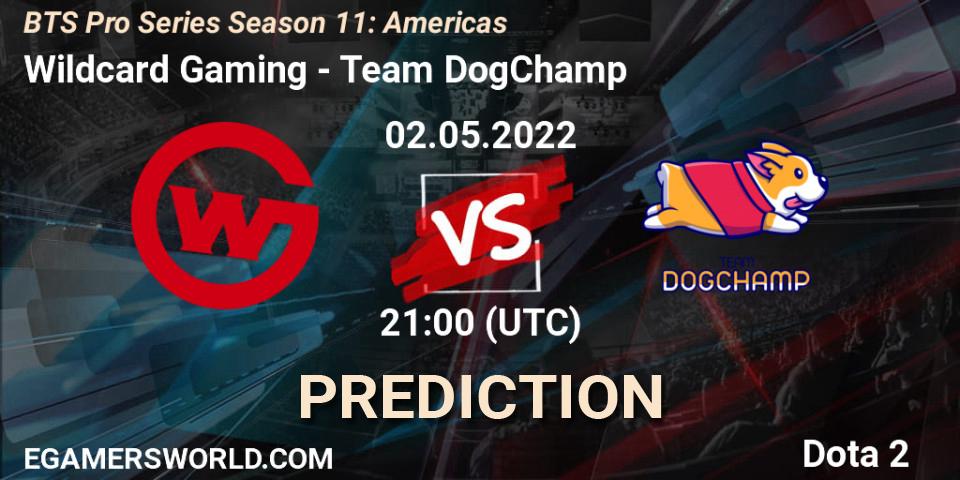 Wildcard Gaming contre Team DogChamp : prédiction de match. 07.05.2022 at 02:00. Dota 2, BTS Pro Series Season 11: Americas