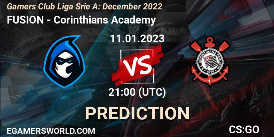 FUSION contre Corinthians Academy : prédiction de match. 11.01.23. CS2 (CS:GO), Gamers Club Liga Série A: December 2022