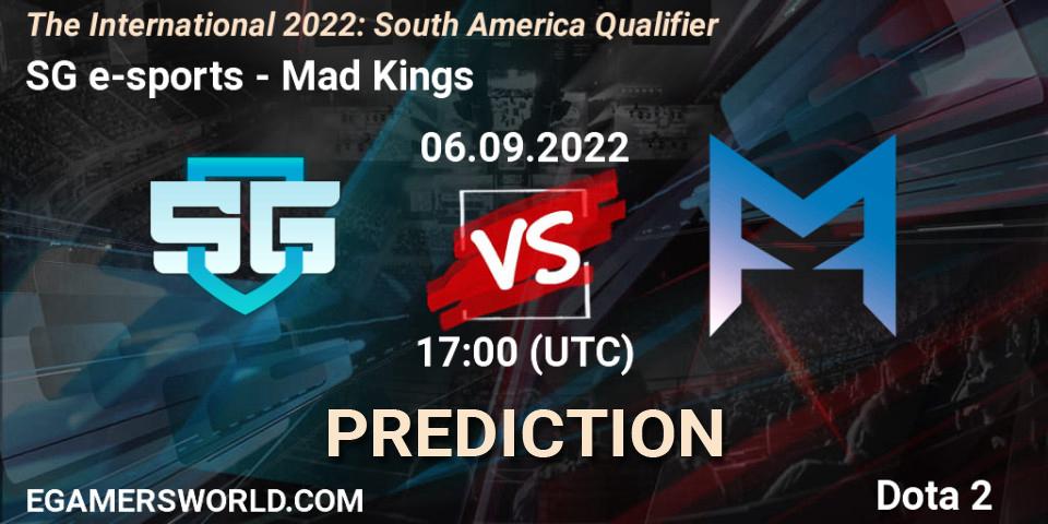SG e-sports contre Mad Kings : prédiction de match. 06.09.2022 at 16:47. Dota 2, The International 2022: South America Qualifier