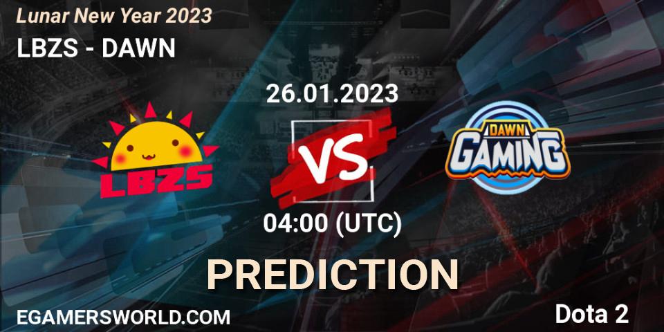 LBZS contre DAWN : prédiction de match. 26.01.23. Dota 2, Lunar New Year 2023