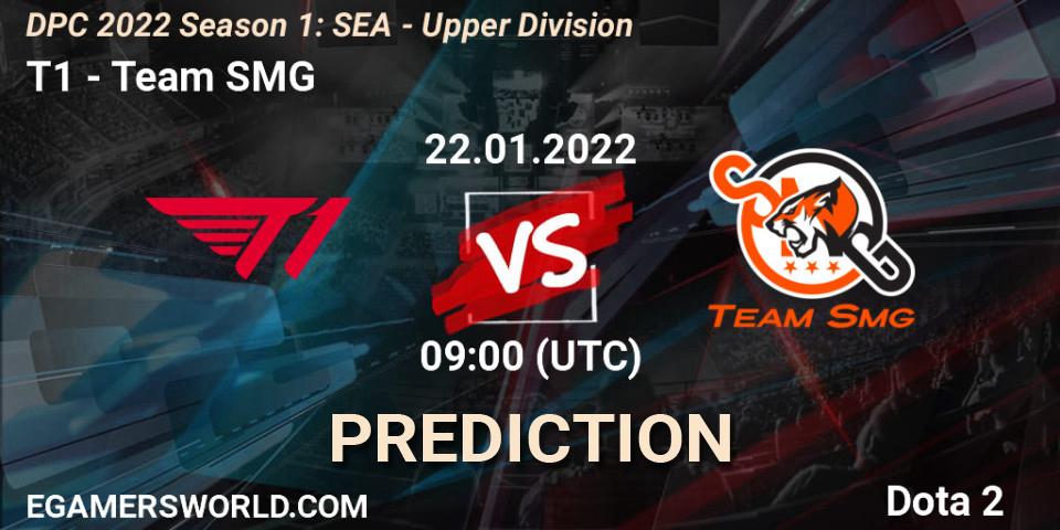 T1 contre Team SMG : prédiction de match. 22.01.2022 at 12:07. Dota 2, DPC 2022 Season 1: SEA - Upper Division