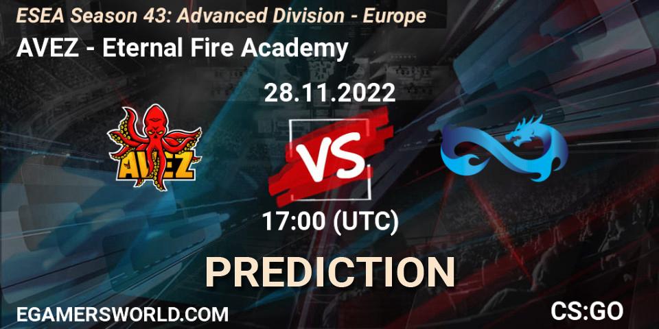 AVEZ contre Eternal Fire Academy : prédiction de match. 28.11.22. CS2 (CS:GO), ESEA Season 43: Advanced Division - Europe