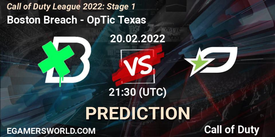 Boston Breach contre OpTic Texas : prédiction de match. 20.02.2022 at 21:30. Call of Duty, Call of Duty League 2022: Stage 1