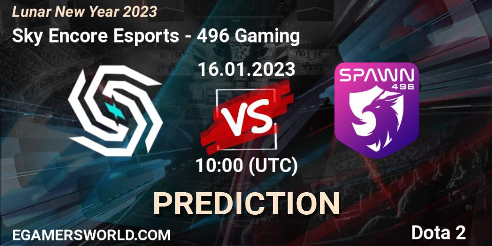 Sky Encore Esports contre 496 Gaming : prédiction de match. 16.01.2023 at 10:00. Dota 2, Lunar New Year 2023