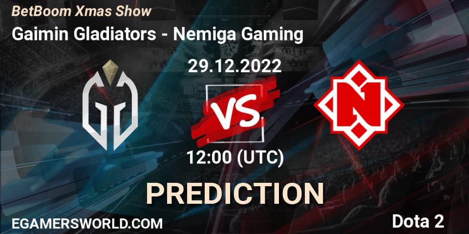 Gaimin Gladiators contre Nemiga Gaming : prédiction de match. 29.12.22. Dota 2, BetBoom Xmas Show