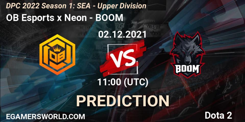 OB Esports x Neon contre BOOM : prédiction de match. 02.12.21. Dota 2, DPC 2022 Season 1: SEA - Upper Division