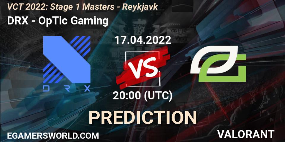 DRX contre OpTic Gaming : prédiction de match. 17.04.2022 at 17:15. VALORANT, VCT 2022: Stage 1 Masters - Reykjavík