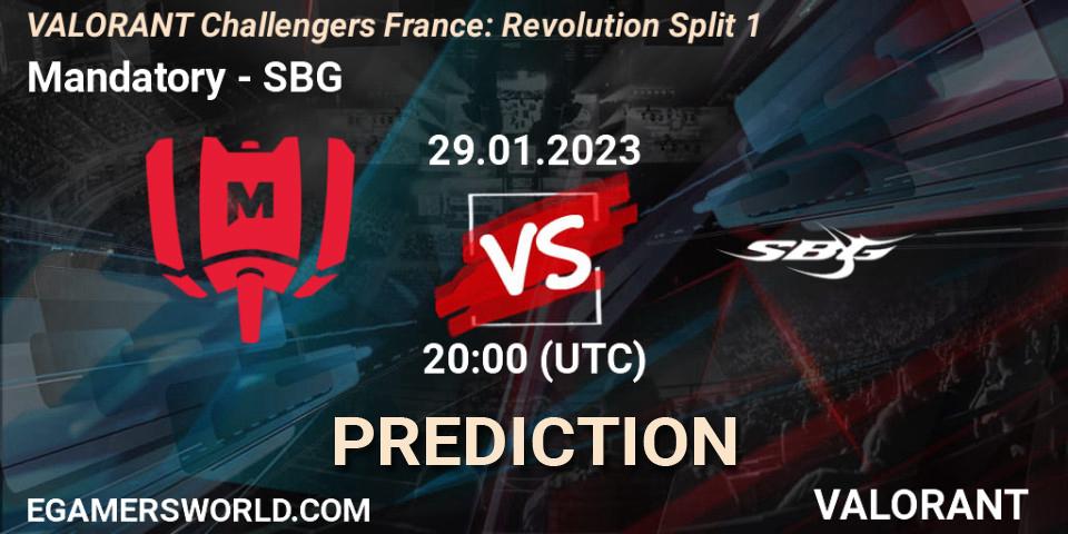 Mandatory contre SBG : prédiction de match. 29.01.23. VALORANT, VALORANT Challengers 2023 France: Revolution Split 1
