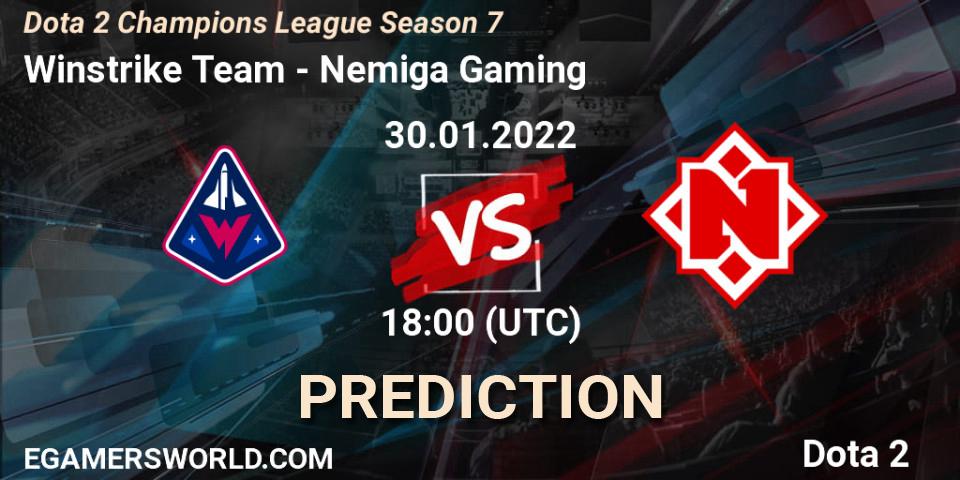 Winstrike Team contre Nemiga Gaming : prédiction de match. 28.01.2022 at 15:00. Dota 2, Dota 2 Champions League 2022 Season 7