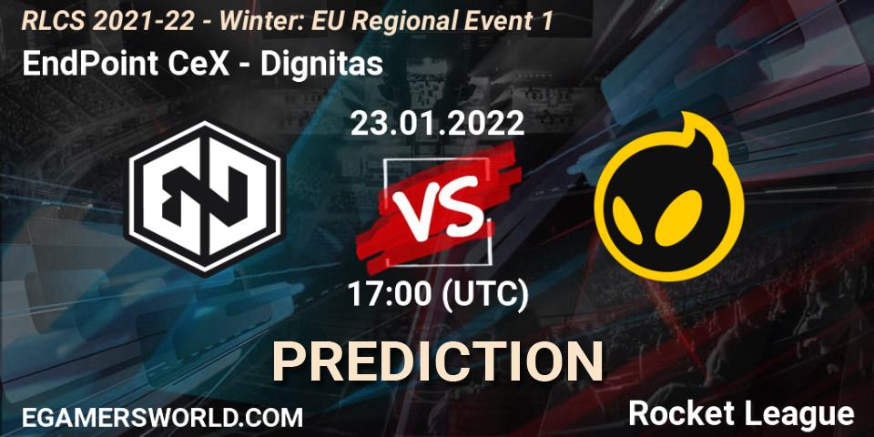 EndPoint CeX contre Dignitas : prédiction de match. 23.01.2022 at 16:45. Rocket League, RLCS 2021-22 - Winter: EU Regional Event 1
