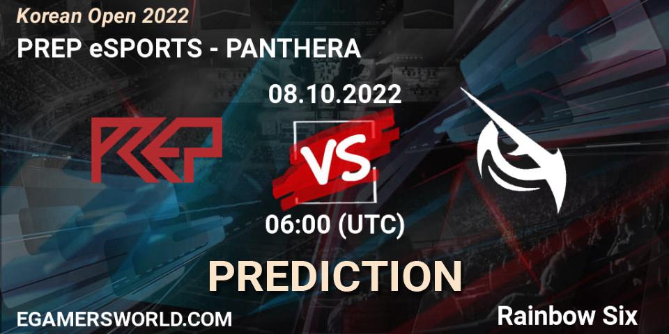 PREP eSPORTS contre PANTHERA : prédiction de match. 08.10.2022 at 06:00. Rainbow Six, Korean Open 2022