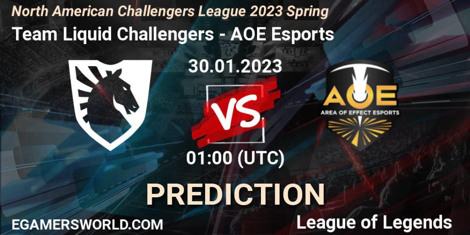 Team Liquid Challengers contre AOE Esports : prédiction de match. 30.01.23. LoL, NACL 2023 Spring - Group Stage