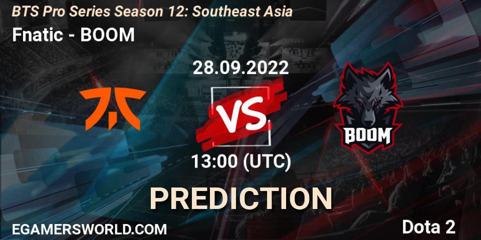 Fnatic contre BOOM : prédiction de match. 27.09.22. Dota 2, BTS Pro Series Season 12: Southeast Asia