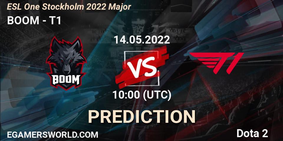 BOOM contre T1 : prédiction de match. 14.05.2022 at 10:00. Dota 2, ESL One Stockholm 2022 Major