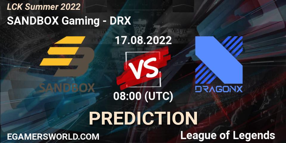 SANDBOX Gaming contre DRX : prédiction de match. 17.08.22. LoL, LCK Summer 2022