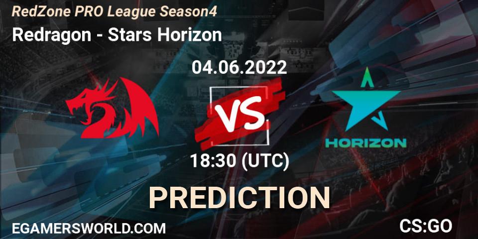 Redragon contre Stars Horizon : prédiction de match. 05.06.2022 at 18:30. Counter-Strike (CS2), RedZone PRO League Season 4