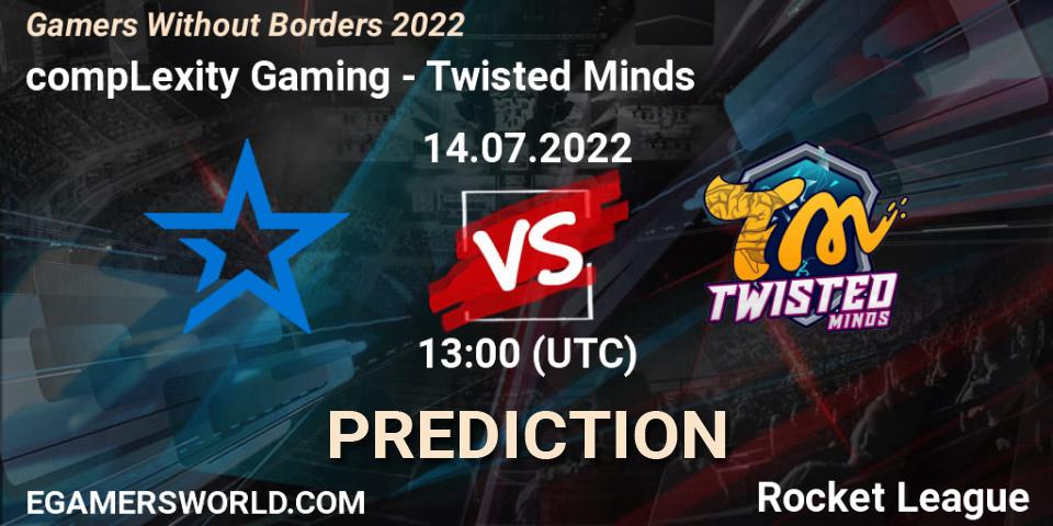 compLexity Gaming contre Twisted Minds : prédiction de match. 14.07.2022 at 13:00. Rocket League, Gamers Without Borders 2022